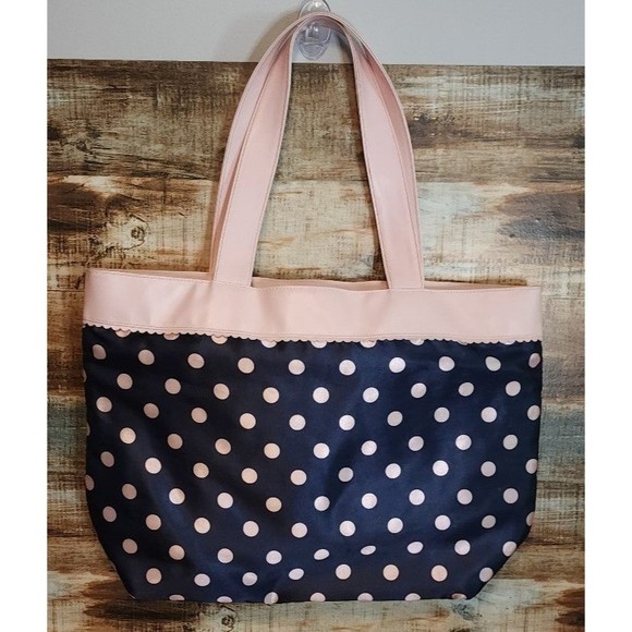 🌟 3 for $15 Deal! 🌟Bijou bag tote blue with pink polka dots - Picture 1 of 7